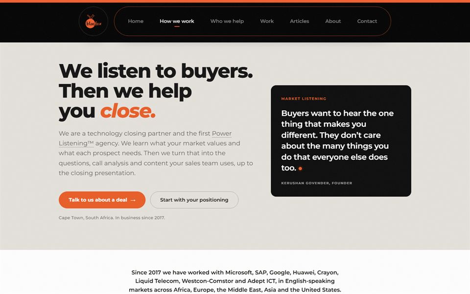 blacfox.com How we work page.