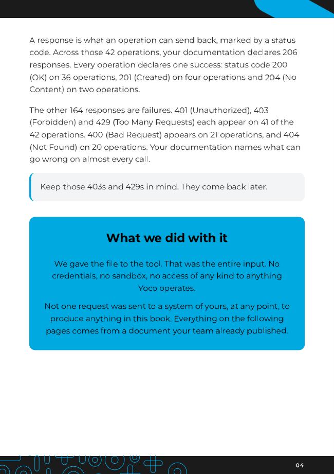 Yoco API databook: page 4.