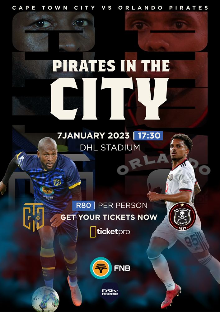 Pirates in the City poster, centred layout.